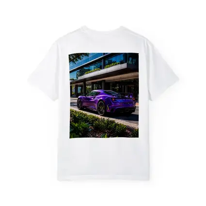 Purple Lotus Emira Parked Outside Glass Building