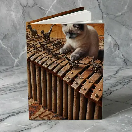 Ragdoll Cat Playing Dinosaur Bone Xylophone