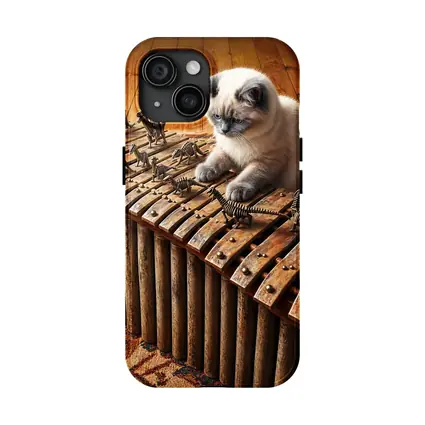 Ragdoll Cat Playing Dinosaur Bone Xylophone