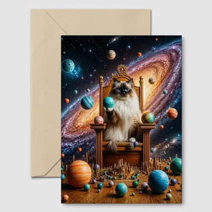 Ragdoll Cat on Throne Galaxy Space