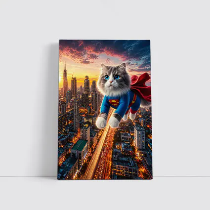 Ragdoll Cat Superman Suit Flying City