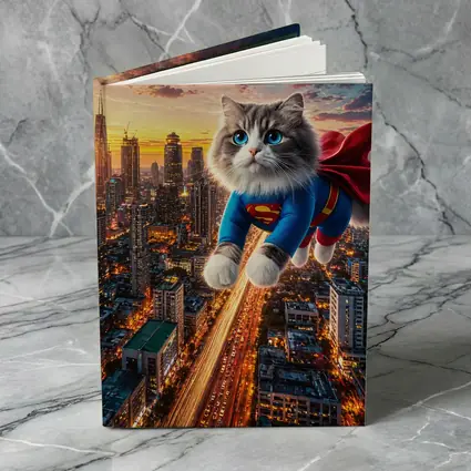 Ragdoll Cat Superman Suit Flying City
