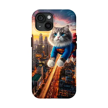 Ragdoll Cat Superman Suit Flying City