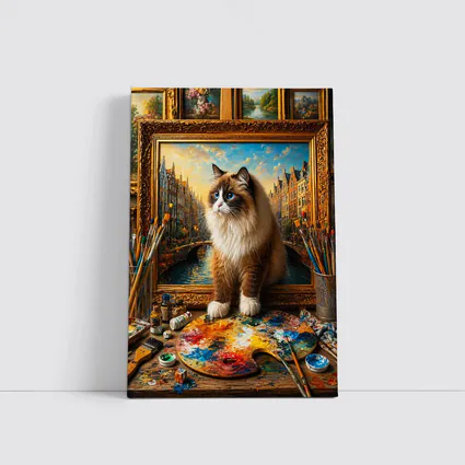 Ragdoll Cat Artist Studio Painting Background