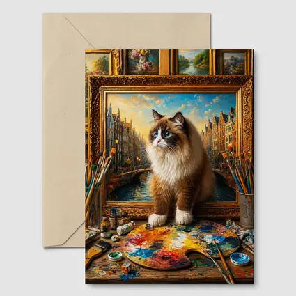 Ragdoll Cat Artist Studio Painting Background