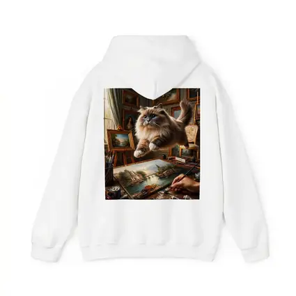 Ragdoll Cat Leaping Over Artist Studio Painting