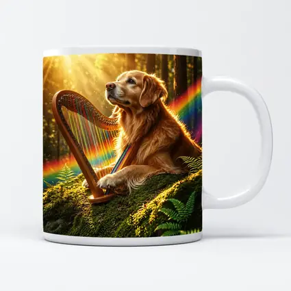 Golden Retriever Playing Harp Sunny Forest