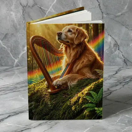 Golden Retriever Playing Harp Sunny Forest