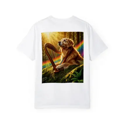 Golden Retriever Playing Harp Sunny Forest