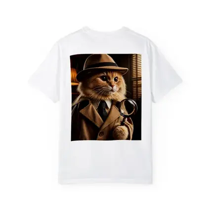 Detective Cat With Magnifying Glass Dark Office