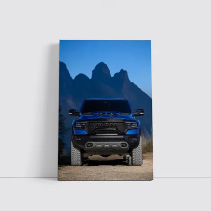 Ram TRX Blue Truck Mountain Background
