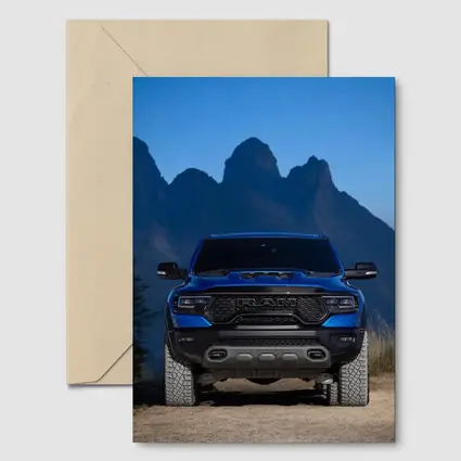 Ram TRX Blue Truck Mountain Background