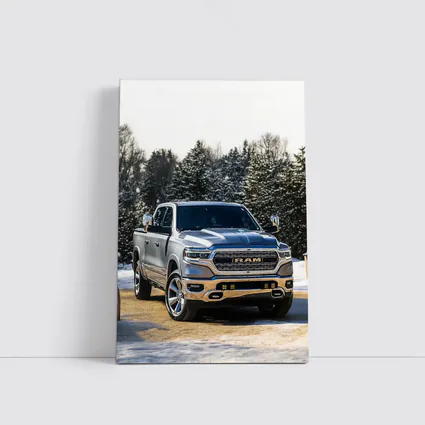 Ram Truck Silver Winter Snow Forest
