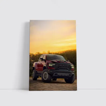 Ram Truck Parked Against Golden Sunset Sky
