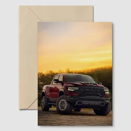 Ram Truck Parked Against Golden Sunset Sky