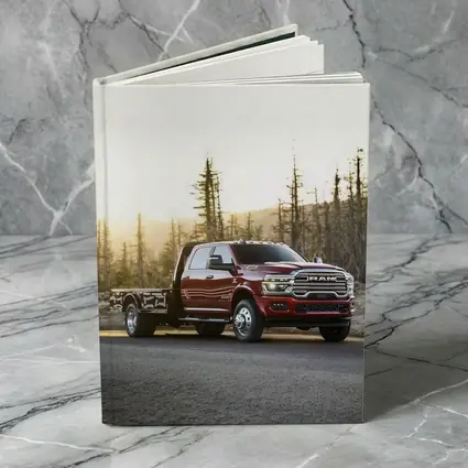 Ram Truck Red on Forest Desert Road