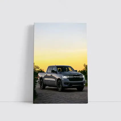Ram Truck Parked at Golden Sunset