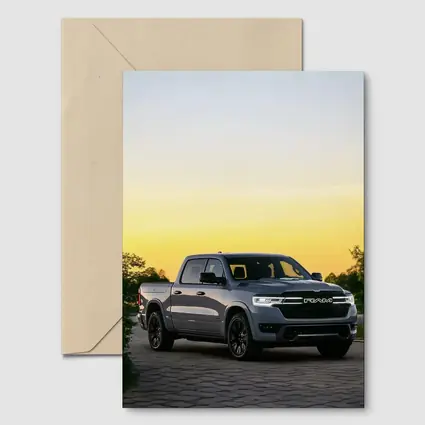 Ram Truck Parked at Golden Sunset
