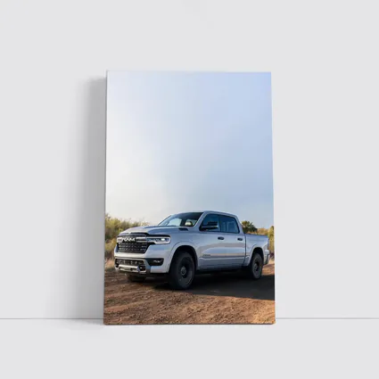 Ram Truck Silver Pickup Dusty Desert Road