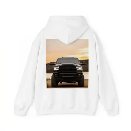 Ram Truck Black Front Sunset Lake