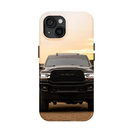 Ram Truck Black Front Sunset Lake