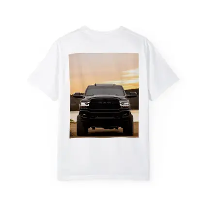 Ram Truck Black Front Sunset Lake
