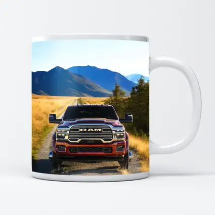 Ram Truck Gravel Road Mountain Background