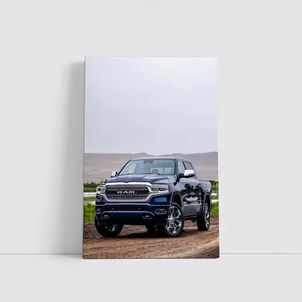 Ram Truck Navy Blue Dirt Road Desert