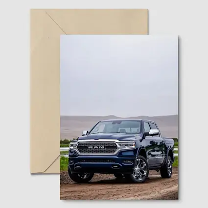 Ram Truck Navy Blue Dirt Road Desert