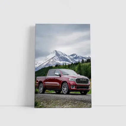 Ram Truck Deep Red Mountain Landscape