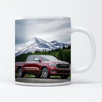 Ram Truck Deep Red Mountain Landscape