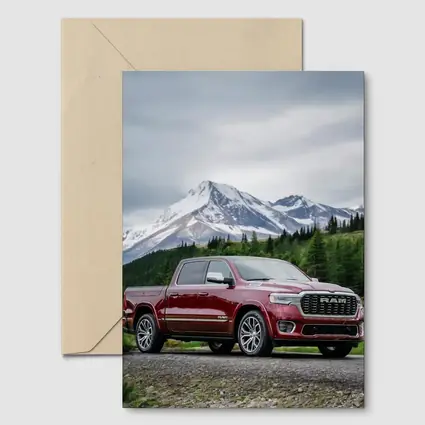Ram Truck Deep Red Mountain Landscape