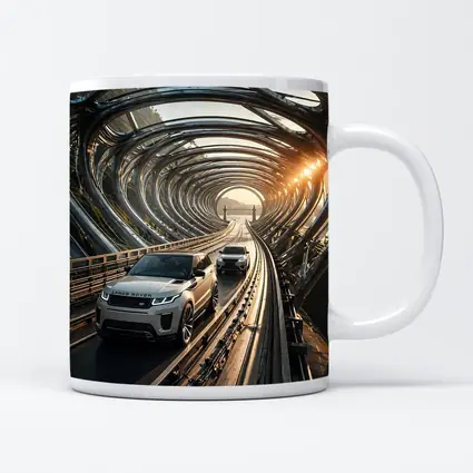Range Rover Evoque Driving Through Futuristic Tunnel