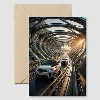 Range Rover Evoque Driving Through Futuristic Tunnel