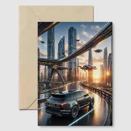 Range Rover SUV Futuristic City Skyline Drive