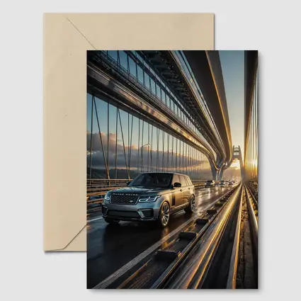Range Rover SV On Suspension Bridge Sunset