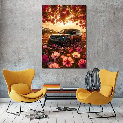 Range Rover SV Black Blooming Flowers Sunset