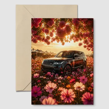 Range Rover SV Black Blooming Flowers Sunset
