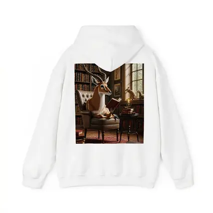 Antelope Reading Book in Cozy Library