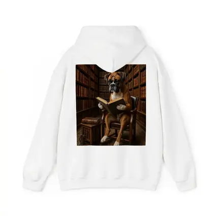 Boxer Dog Reading Book In Library