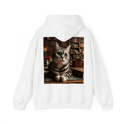 American Shorthair Cat in Classic Library