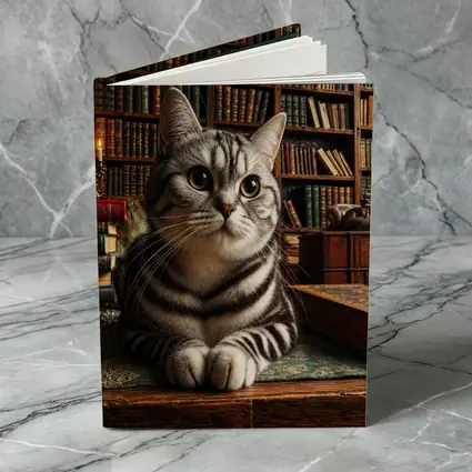 American Shorthair Cat in Classic Library