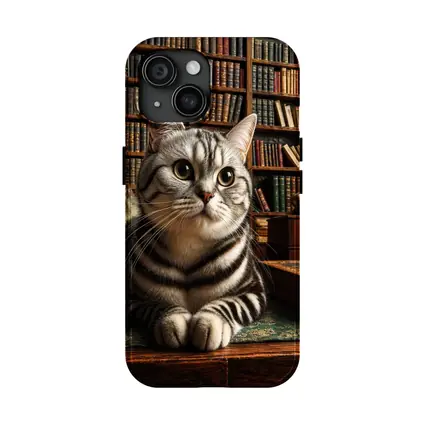 American Shorthair Cat in Classic Library