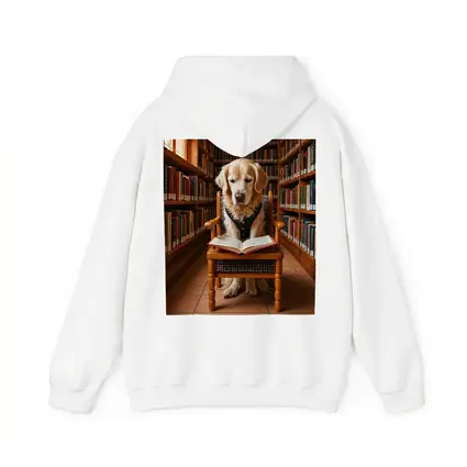 Golden Retriever Reading Book In Library
