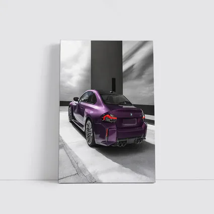 Purple BMW M2 Rear View Gray Background