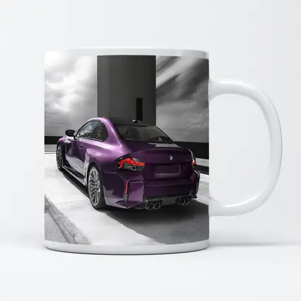 Purple BMW M2 Rear View Gray Background