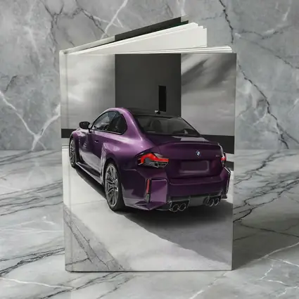 Purple BMW M2 Rear View Gray Background