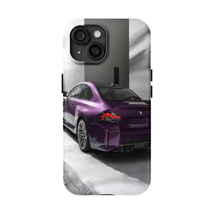 Purple BMW M2 Rear View Gray Background