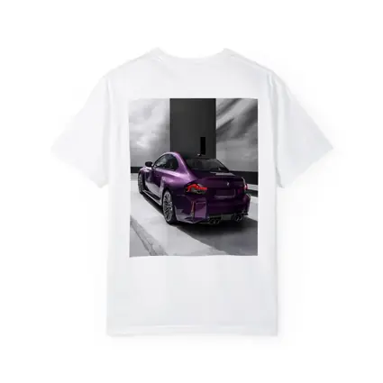 Purple BMW M2 Rear View Gray Background