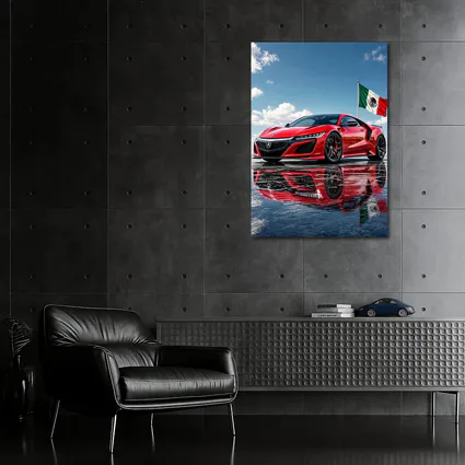Red Acura NSX With Mexico Flag